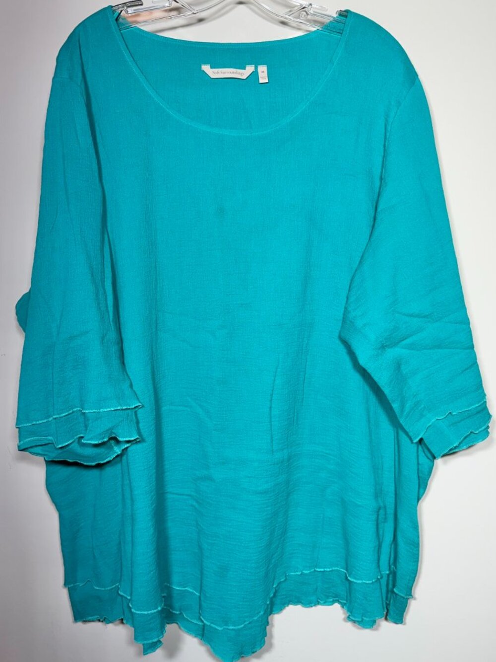 Soft Surroundings Teal Gauze Top 2X